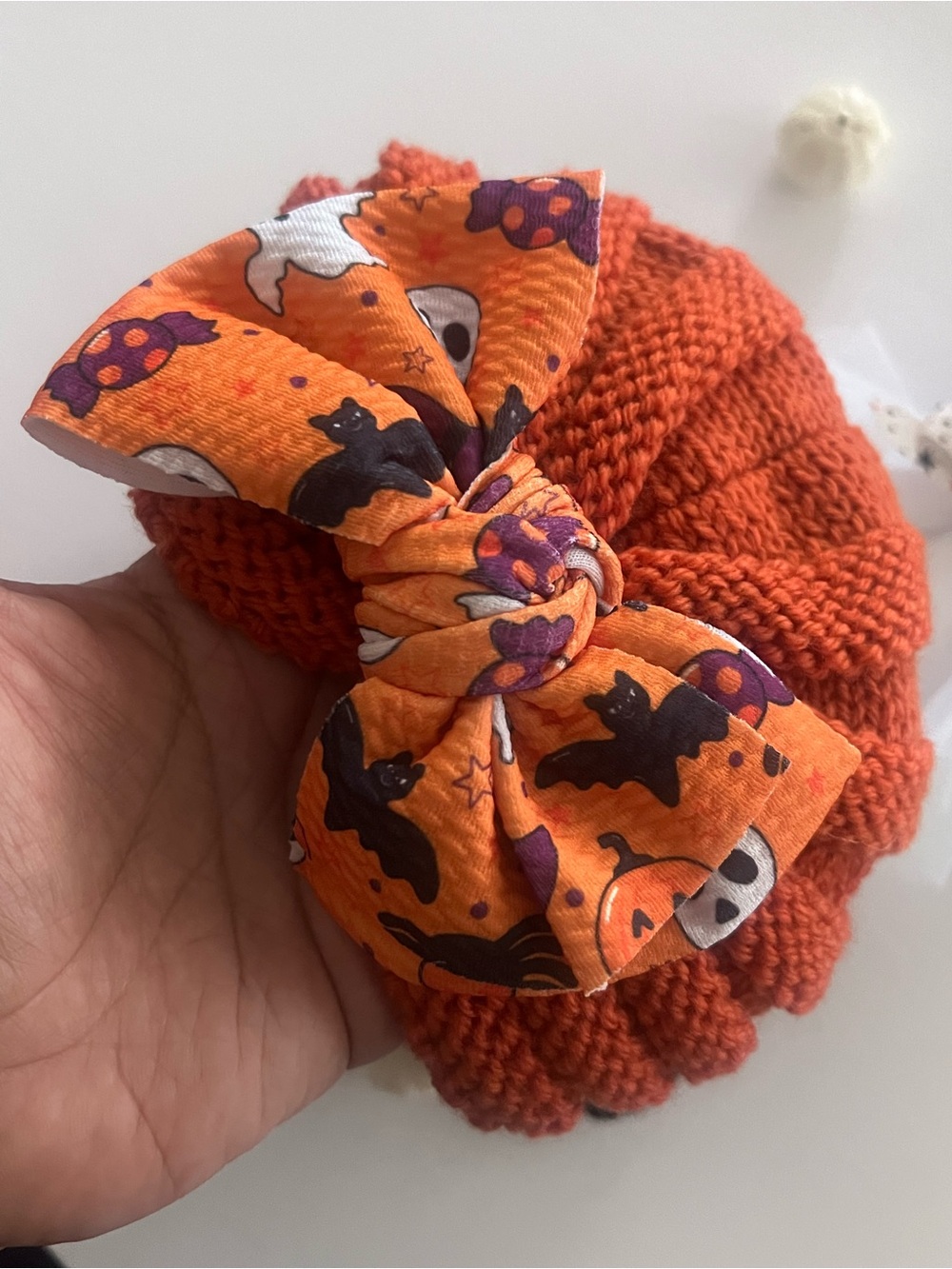 Handmade Halloween Baby Toddler Knit Turban Beanie Bow Hat - Picture 5 of 12